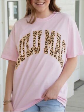 Lulu Mac Girls' Pink Graphic Leopard Print Tee
